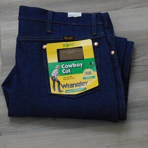 Vintage Wrangler Cowboy Cut Jeans Mens 38x32 Raw Blue Denim Slim Fit 936DEN NEW